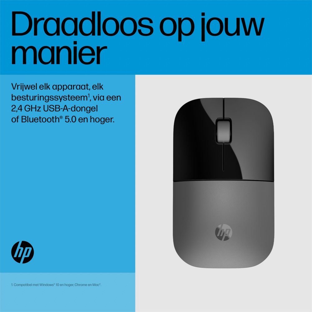 HP Z3700 Dual | Draadloze Muis | Links- en Rechtshandig | RF + Bluetooth | Zwart/Zilver 7 HP Z3700 Dual | Draadloze Muis | Links- en Rechtshandig | RF + Bluetooth | Zwart/Zilver - Afbeelding 7