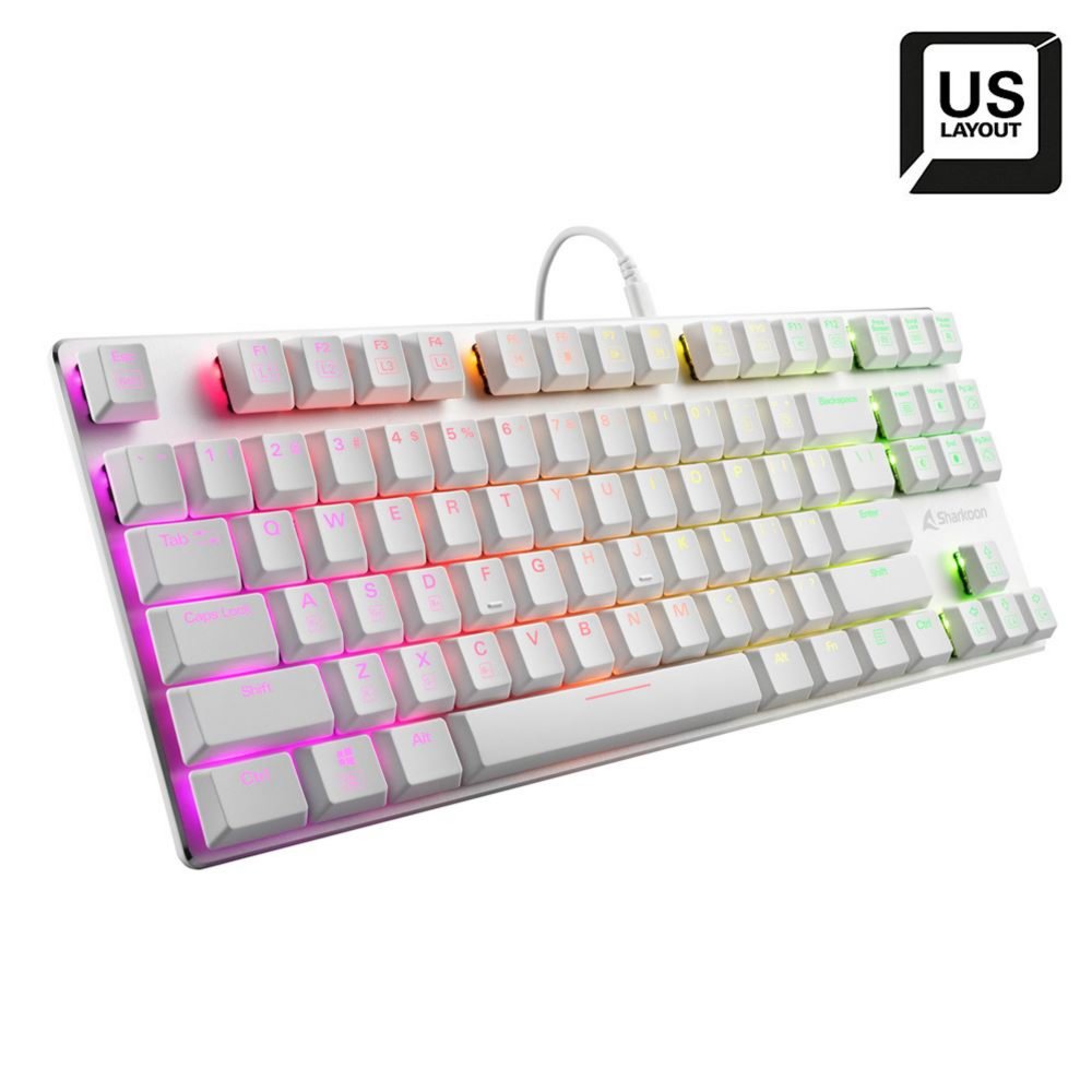 Sharkoon PureWriter TKL RGB Wit | Bedraad Toetsenbord | QWERTY US 1 Sharkoon PureWriter TKL RGB Wit | Bedraad Toetsenbord | QWERTY US