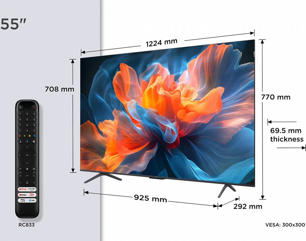 TCL 55T8C | 55" 4K Ultra HD QLED Smart TV | 120Hz | Google TV + Wifi | Dolby Vision & HDR10+ | HDMI 2.1 (2025) 2 TCL 55T8C | 55" 4K Ultra HD QLED Smart TV | 120Hz | Google TV + Wifi | Dolby Vision & HDR10+ | HDMI 2.1 (2025) - Afbeelding 2