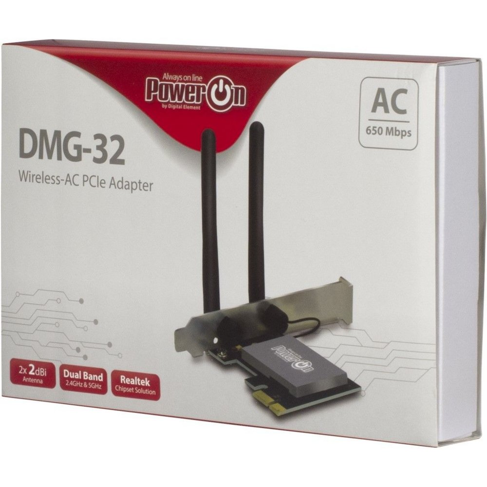 Inter-Tech DMG-32 | Interne WLAN-adapter | PCIe x1 | Wi-Fi 5 (802.11ac) | Dual-band 2,4 & 5 GHz | 650 Mbps | 2x 2dBi antennes 3 Inter-Tech DMG-32 | Interne WLAN-adapter | PCIe x1 | Wi-Fi 5 (802.11ac) | Dual-band 2,4 & 5 GHz | 650 Mbps | 2x 2dBi antennes - Afbeelding 3