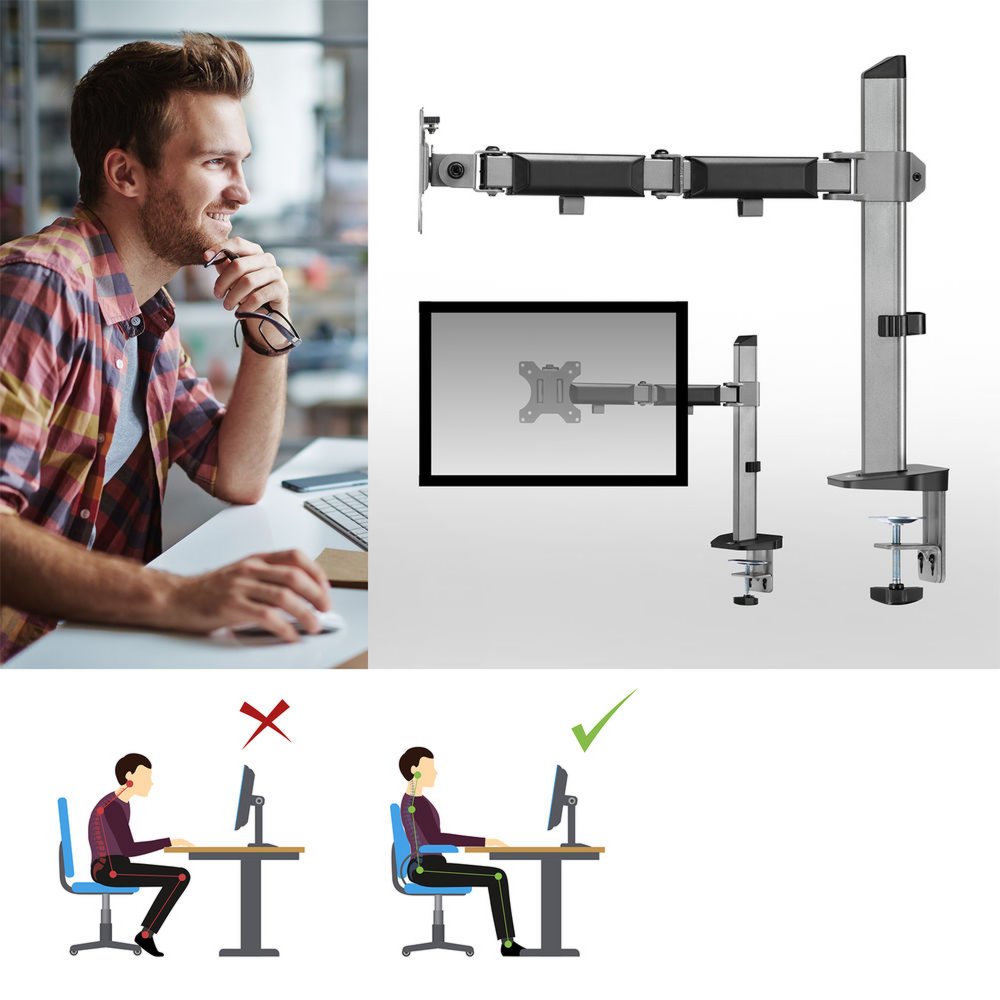 ACT AC8335 | Verstelbare Monitor-bureaubeugel | Tot 32" | Max 9kg | VESA 100x100 | 1 Monitor 6 ACT AC8335 | Verstelbare Monitor-bureaubeugel | Tot 32" | Max 9kg | VESA 100x100 | 1 Monitor - Afbeelding 6