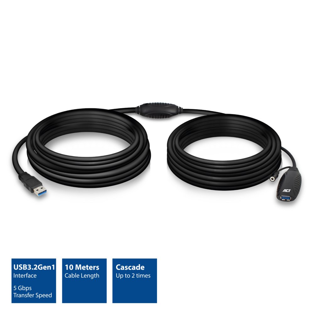ACT AC6110 | USB 2.0 Booster | 10m | Zwart 4 ACT AC6110 | USB 2.0 Booster | 10m | Zwart - Afbeelding 4