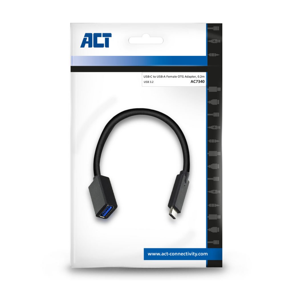 ACT AC7340 | USB 3.2 Gen 1 | USB-C naar USB-A | 0.2m | Zwart 3 ACT AC7340 | USB 3.2 Gen 1 | USB-C naar USB-A | 0.2m | Zwart - Afbeelding 3