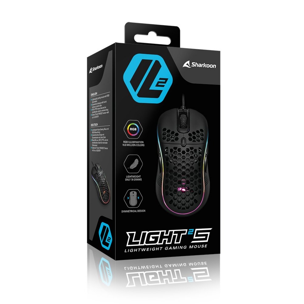 Sharkoon Light² S | Bekabelde Gaming Muis | Links- en Rechtshandig | USB-A | 6200 DPI | Zwart 6 Sharkoon Light² S | Bekabelde Gaming Muis | Links- en Rechtshandig | USB-A | 6200 DPI | Zwart - Afbeelding 6
