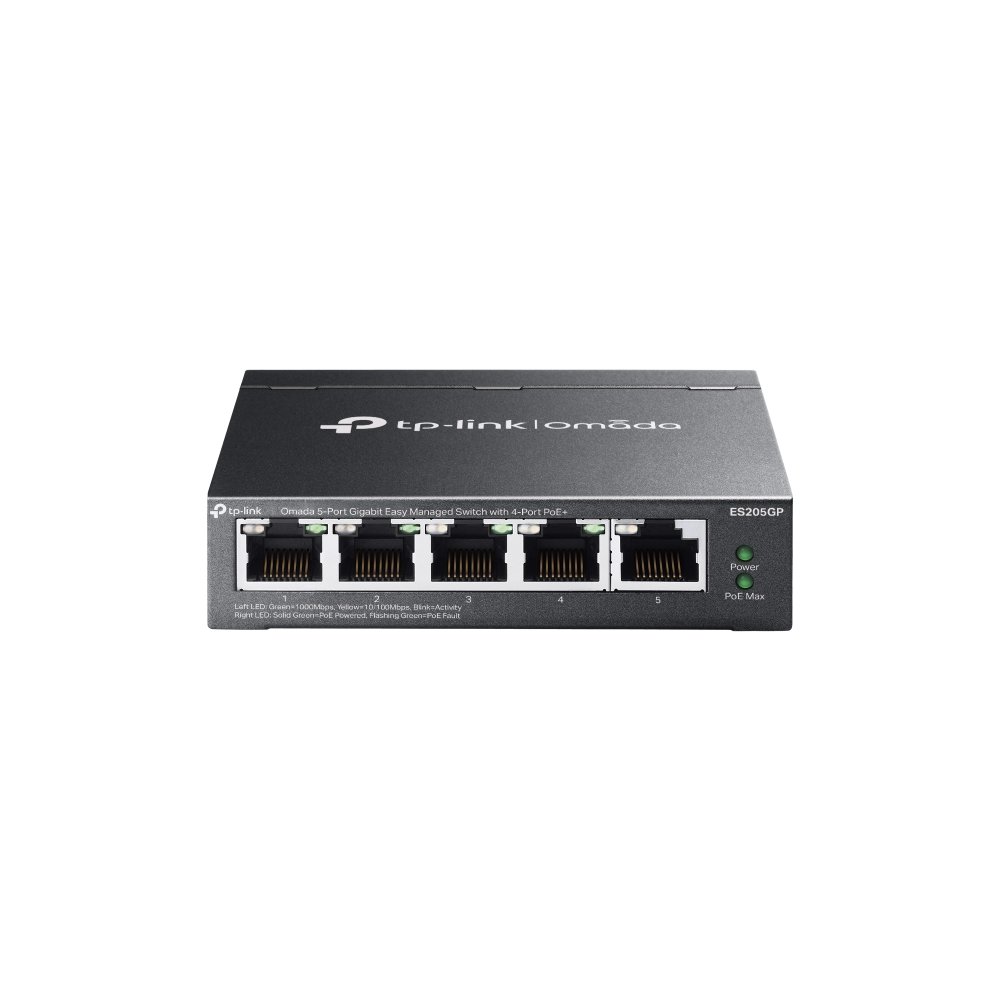 TP-Link Omada ES205GP | Managed Switch | 5x Gigabit Ethernet | 4x PoE | Zwart 1 TP-Link Omada ES205GP | Managed Switch | 5x Gigabit Ethernet | 4x PoE | Zwart