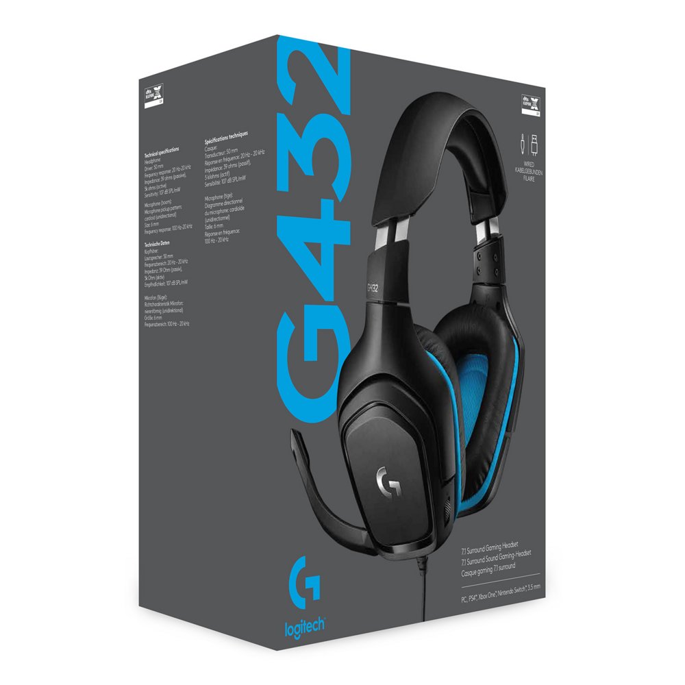 Logitech G432 | Bedrade Over-ear Gaming Headset 3.5mm Connector | 7.1 Surround | Zwart/Blauw 5 Logitech G432 | Bedrade Over-ear Gaming Headset 3.5mm Connector | 7.1 Surround | Zwart/Blauw - Afbeelding 5
