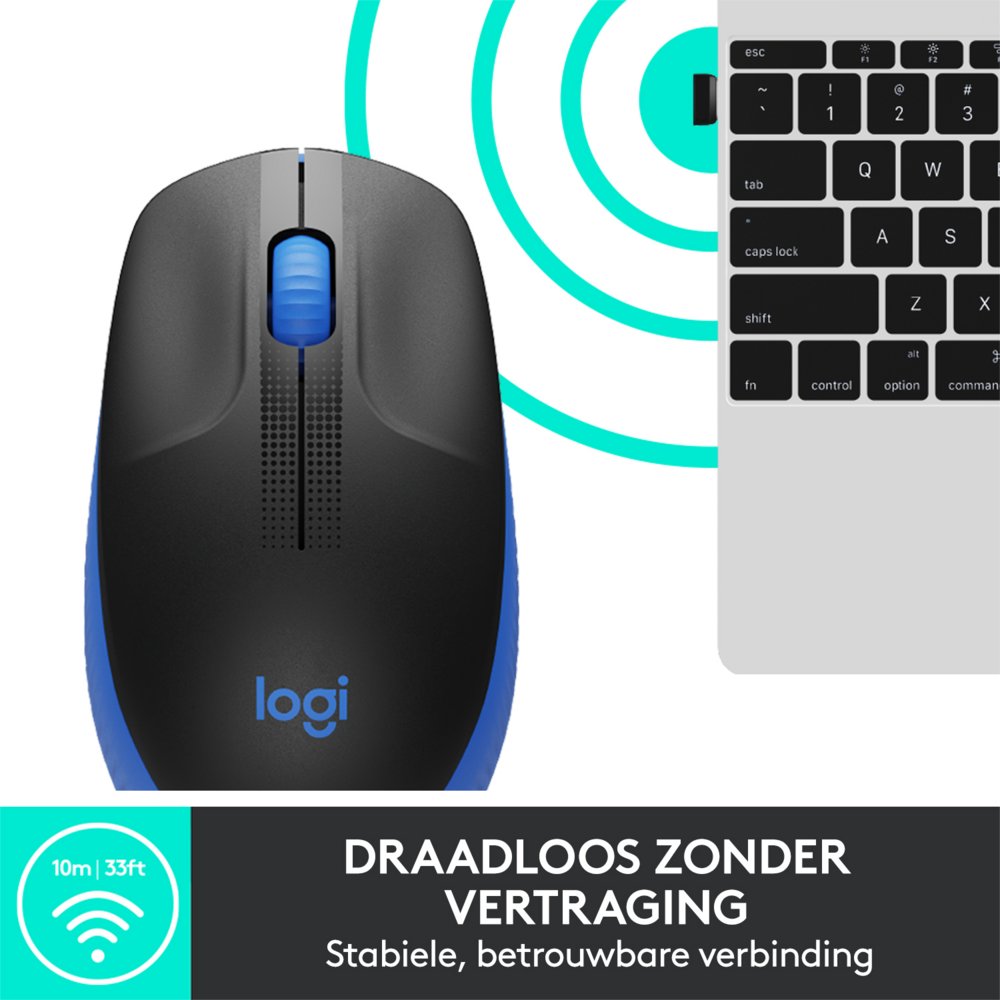 Logitech M190 | Draadloze Muis | Links- en Rechtshandig | RF | 1000 DPI | Zwart/Blauw 8 Logitech M190 | Draadloze Muis | Links- en Rechtshandig | RF | 1000 DPI | Zwart/Blauw - Afbeelding 8
