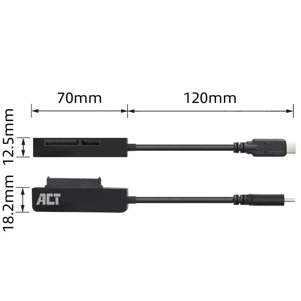 ACT kabel-tussenstuk | USB-C naar SATA 7-pin + 15-pin | Zwart | AC1525 3 ACT kabel-tussenstuk | USB-C naar SATA 7-pin + 15-pin | Zwart | AC1525 - Afbeelding 3