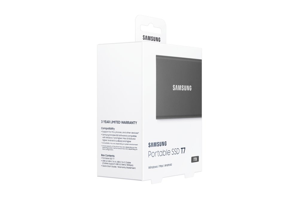 Samsung T7 | Externe SSD | 1TB | USB 3.2 Gen2 | 1.050MB/s read | 1.000MB/s write | Grijs 10 Samsung T7 | Externe SSD | 1TB | USB 3.2 Gen2 | 1.050MB/s read | 1.000MB/s write | Grijs - Afbeelding 10