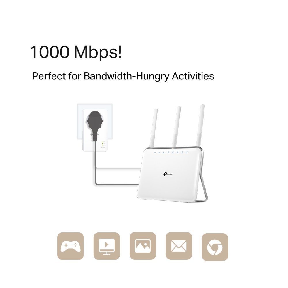 TP-Link AV1000 | Powerline Adapter Set | 1000 Mbps | Gigabit Ethernet | Starter Kit 3 TP-Link AV1000 | Powerline Adapter Set | 1000 Mbps | Gigabit Ethernet | Starter Kit - Afbeelding 3