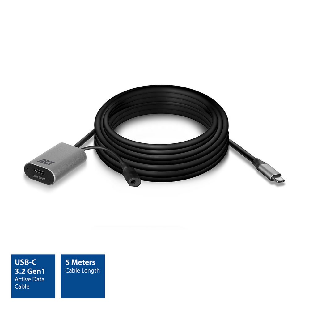 ACT AC7060 | USB-C Verlengkabel met Signaalversterker | 5m | Zwart 3 ACT AC7060 | USB-C Verlengkabel met Signaalversterker | 5m | Zwart - Afbeelding 3