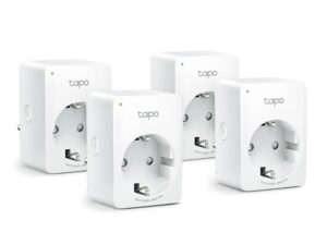 TP-Link Tapo P100 (4-pack) | Slimme Wi-Fi-stekker | 2300W | Spraakbesturing | Schema & Timer | Compact ontwerp | Wit