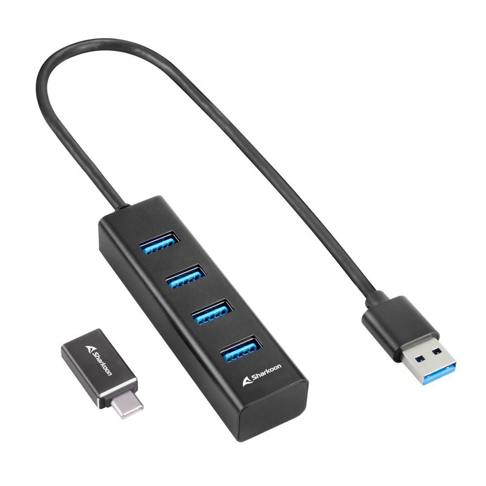 Sharkoon 4044951037582 | USB 3.2 Gen 1 (3.1 Gen 1) Type-C Hub | 5000 Mbit/s | Zwart 1 Sharkoon 4044951037582 | USB 3.2 Gen 1 (3.1 Gen 1) Type-C Hub | 5000 Mbit/s | Zwart