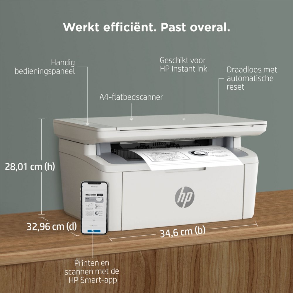 HP LaserJet Pro MFP M140w | All-in-One Laserprinter | A4 | 600 x 600 DPI | Wi-Fi | Zwart/Wit 6 HP LaserJet Pro MFP M140w | All-in-One Laserprinter | A4 | 600 x 600 DPI | Wi-Fi | Zwart/Wit - Afbeelding 6