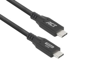 ACT | USB 3.0 Kabel | 10Gbps | 60W | USB-C naar USB-C | 2m | Zwart