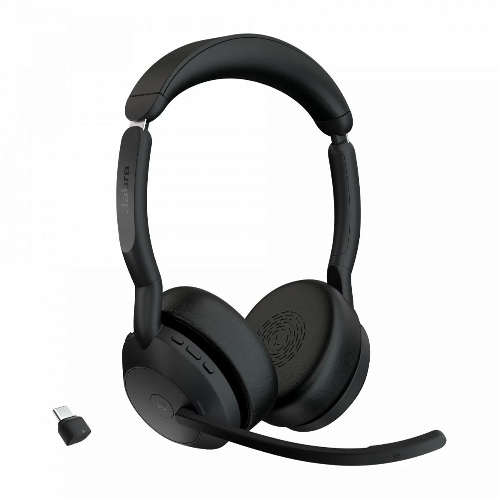 Jabra Evolve2 55 Link380c MS Stereo | Bluetooth Headset (ANC) | USB-C Dongle | Oplaadstandaard | Zwart 1 Jabra Evolve2 55 Link380c MS Stereo | Bluetooth Headset (ANC) | USB-C Dongle | Oplaadstandaard | Zwart