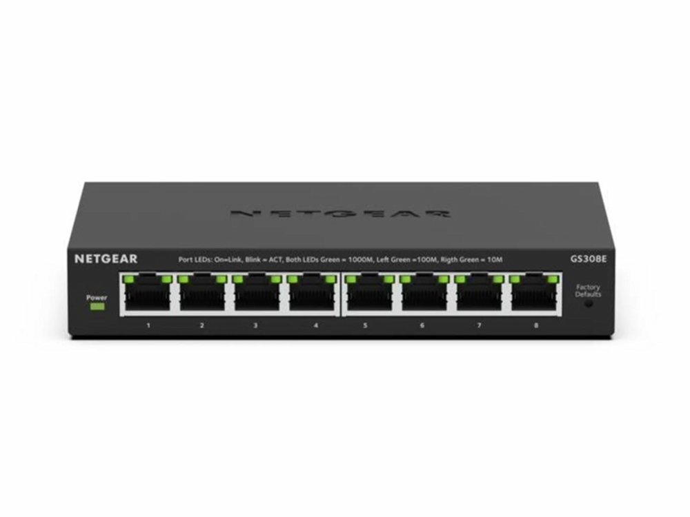 NETGEAR GS308E | 8-Poorts Gigabit Smart Managed Switch | L2/L3 | PoE | Zwart 1 NETGEAR GS308E | 8-Poorts Gigabit Smart Managed Switch | L2/L3 | PoE | Zwart