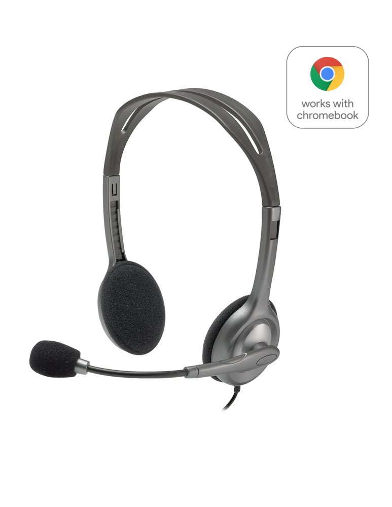 Logitech H111 | On-Ear Bedrade 3,5mm Koptelefoon met Microfoon | Grijs 3 Logitech H111 | On-Ear Bedrade 3,5mm Koptelefoon met Microfoon | Grijs - Afbeelding 3