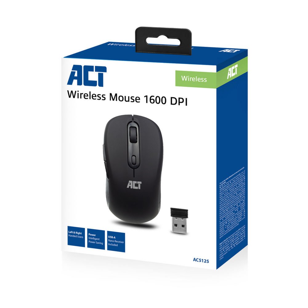 ACT AC5125 | Draadloze Muis | Rechtshandig | RF | 1600 DPI | Zwart 4 ACT AC5125 | Draadloze Muis | Rechtshandig | RF | 1600 DPI | Zwart - Afbeelding 4