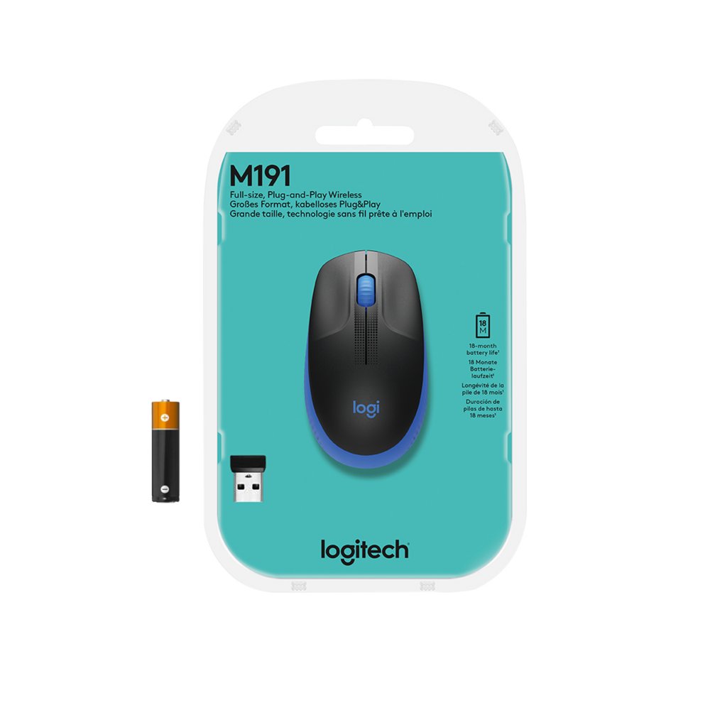 Logitech M190 | Draadloze Muis | Links- en Rechtshandig | RF | 1000 DPI | Zwart/Blauw 6 Logitech M190 | Draadloze Muis | Links- en Rechtshandig | RF | 1000 DPI | Zwart/Blauw - Afbeelding 6