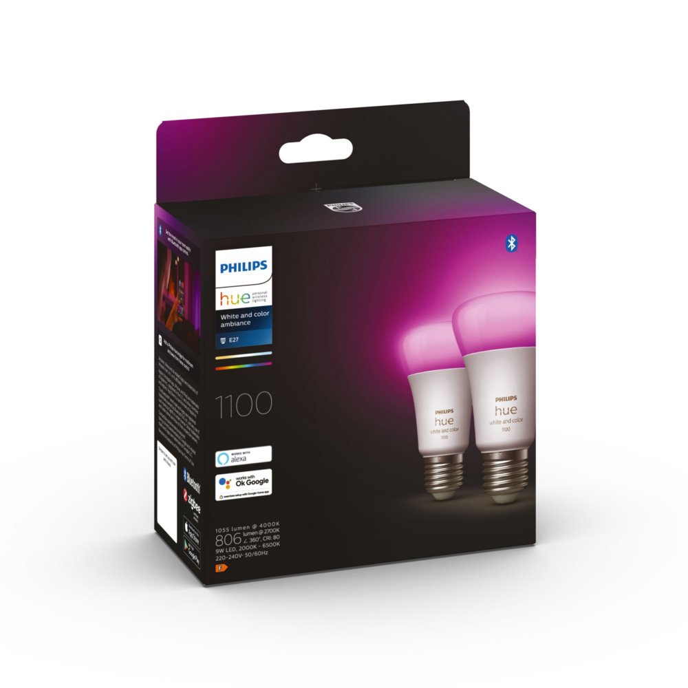 Philips Hue White and Color ambiance A60 - E27 slimme lamp - 1100 (2-pack) 4 Philips Hue White and Color ambiance A60 - E27 slimme lamp - 1100 (2-pack) - Afbeelding 4