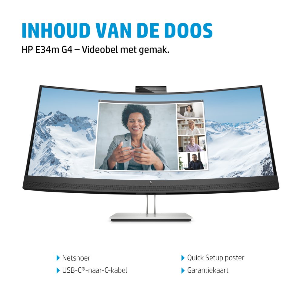 HP E34m G4 34" | 3440x1440 VA | 75Hz | Curved | USB-C | Webcam, Microphone & Speakers | Conferencing Monitor | Ergonomic Design 15 HP E34m G4 34" | 3440x1440 VA | 75Hz | Curved | USB-C | Webcam, Microphone & Speakers | Conferencing Monitor | Ergonomic Design - Afbeelding 15