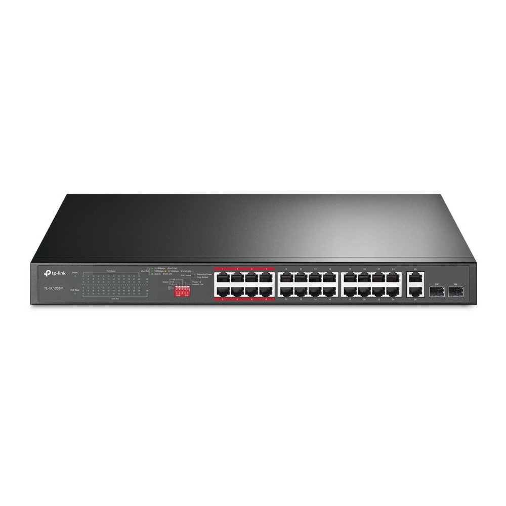 TP-Link TL-SL1226P | Unmanaged Switch | 26 Poorten | Gigabit Ethernet (10/100/1000 Mbps) | PoE+ 1 TP-Link TL-SL1226P | Unmanaged Switch | 26 Poorten | Gigabit Ethernet (10/100/1000 Mbps) | PoE+