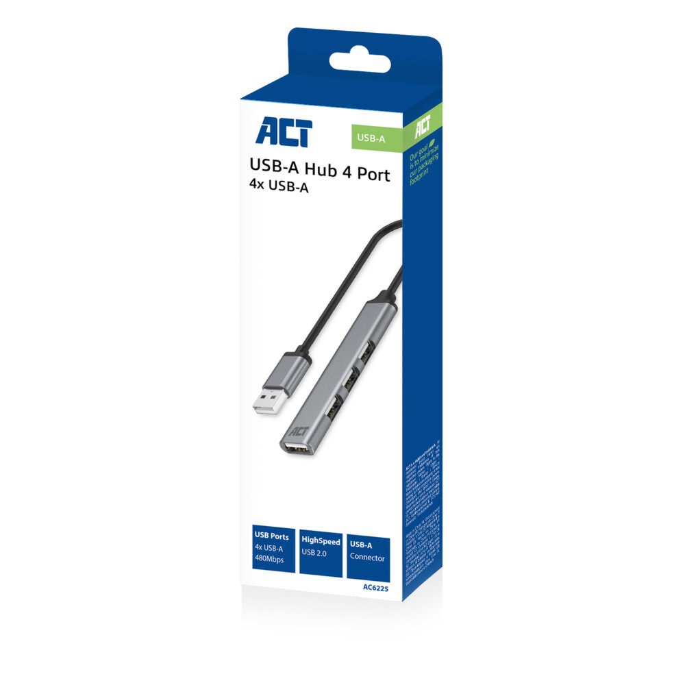 ACT AC6225 | USB 2.0 Interface Hub | 480 Mbit/s | Grijs 4 ACT AC6225 | USB 2.0 Interface Hub | 480 Mbit/s | Grijs - Afbeelding 4