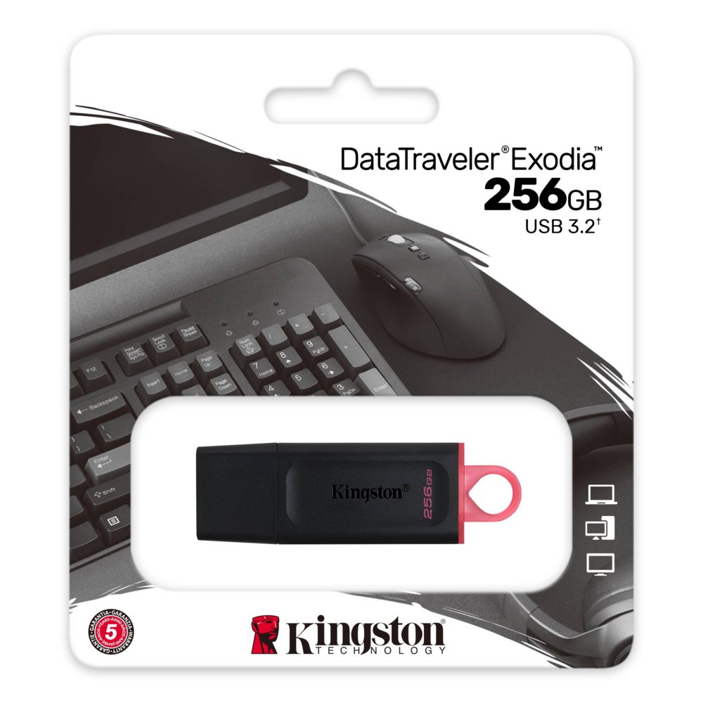 Kingston DataTraveler Exodia | 256GB USB-A 3.2 Flash Drive | Zwart 3 Kingston DataTraveler Exodia | 256GB USB-A 3.2 Flash Drive | Zwart - Afbeelding 3