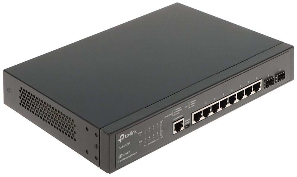 TP-Link TL-SG3210 | JetStream Managed L2+ Switch | 10 Poorten | Gigabit Ethernet (10/100/1000 Mbps) | 8x RJ45 + 2x SFP | Omada SDN | Rackmount | Zwart 1 TP-Link TL-SG3210 | JetStream Managed L2+ Switch | 10 Poorten | Gigabit Ethernet (10/100/1000 Mbps) | 8x RJ45 + 2x SFP | Omada SDN | Rackmount | Zwart