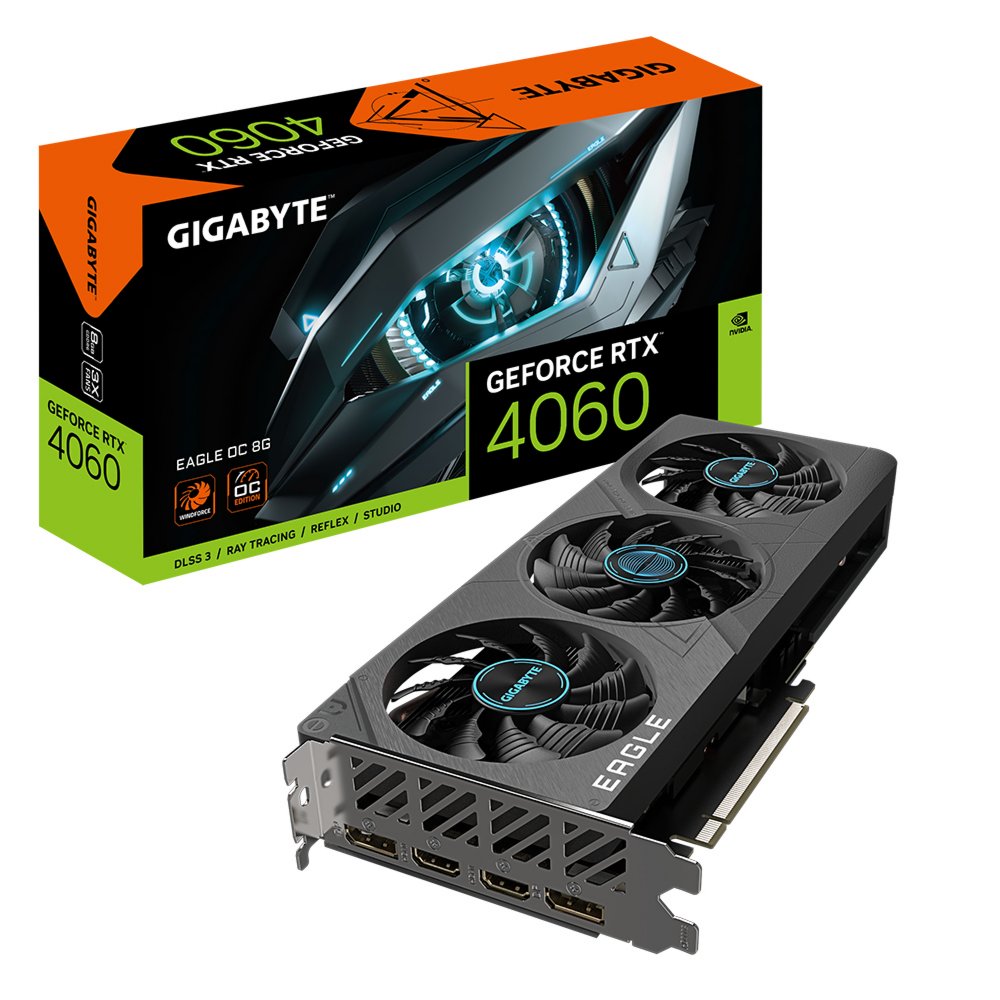 Gigabyte EAGLE GeForce RTX 4060 OC | 8GB GDDR6 | Videokaart | GPU | Nvidia 1 Gigabyte EAGLE GeForce RTX 4060 OC | 8GB GDDR6 | Videokaart | GPU | Nvidia