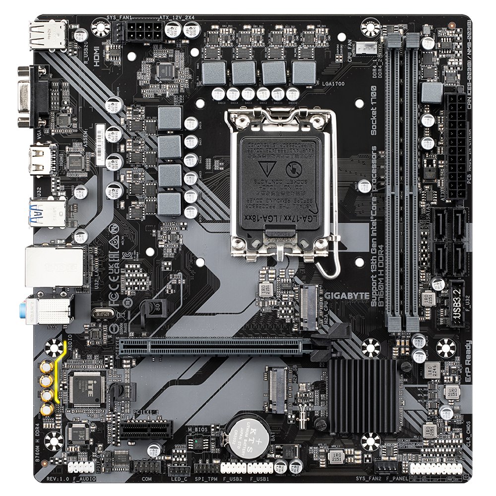 Gigabyte B760M H DDR4 | Socket LGA 1700 | Intel B760 | 4xDDR4 | Micro ATX | Moederbord 2 Gigabyte B760M H DDR4 | Socket LGA 1700 | Intel B760 | 4xDDR4 | Micro ATX | Moederbord - Afbeelding 2