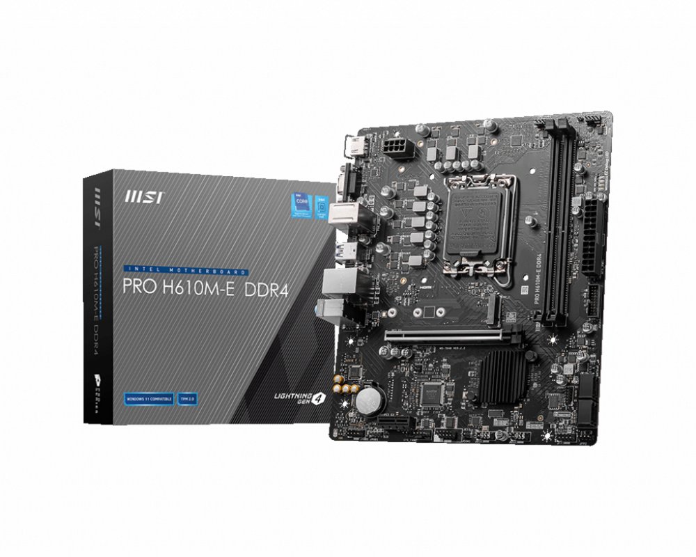 MSI PRO H610M-E | Socket LGA 1700 | Intel H610 | 2xDDR4 | Micro-ATX | Moederbord | RENEWED 1 MSI PRO H610M-E | Socket LGA 1700 | Intel H610 | 2xDDR4 | Micro-ATX | Moederbord