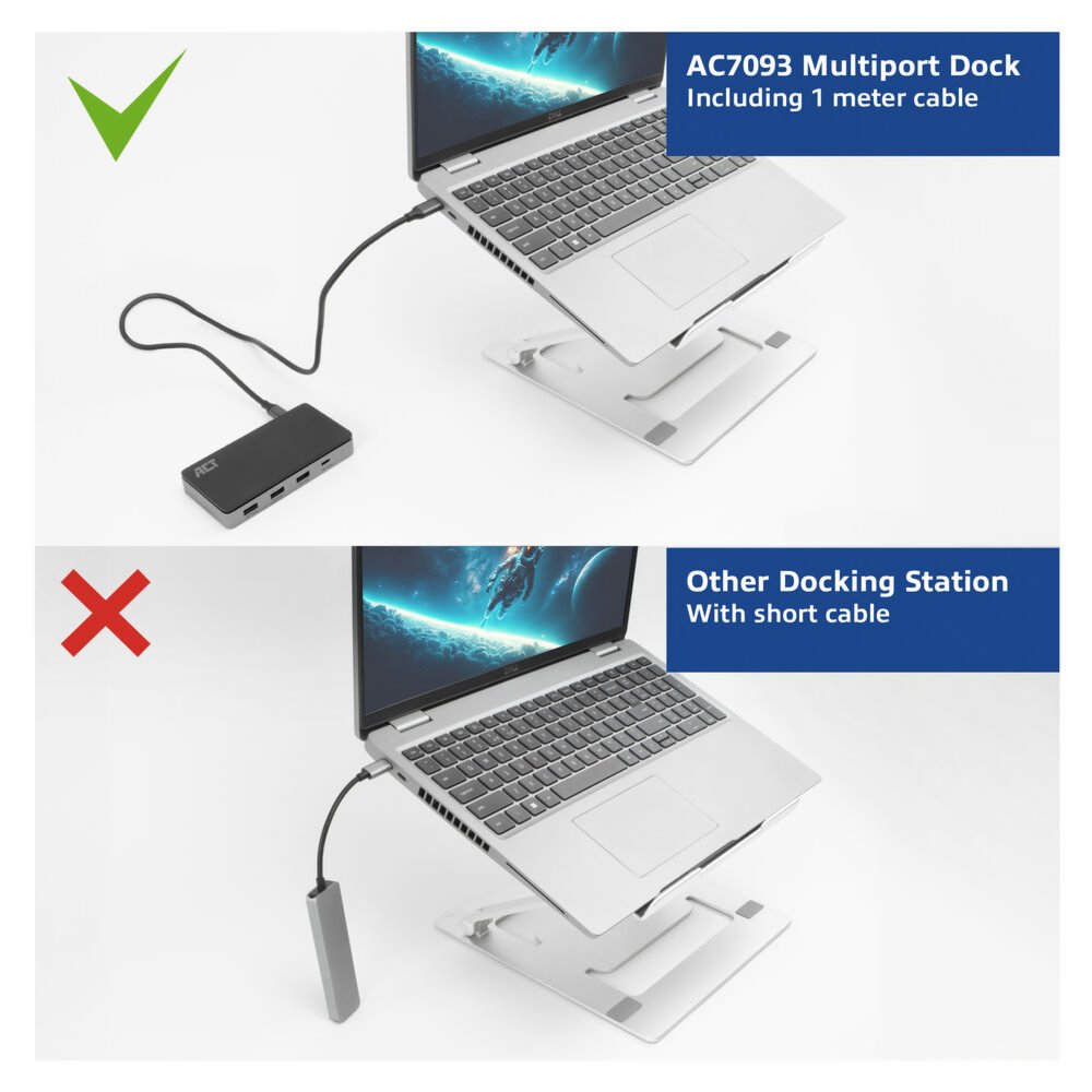 ACT AC7093 | USB-C 4K Docking Station | 2x HDMI + Ethernet + USB-C/USB-A + PD | 1m Kabel 7 ACT AC7093 | USB-C 4K Docking Station | 2x HDMI + Ethernet + USB-C/USB-A + PD | 1m Kabel - Afbeelding 7
