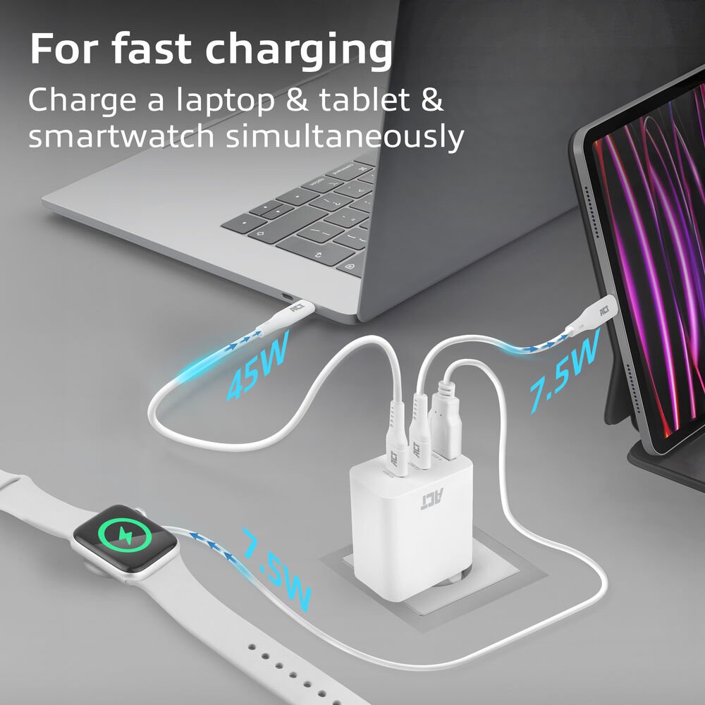 ACT AC2170 USB-C/USB-A Lader | 3-Poorts met PPS, QuickCharge & GaNFast | 65W 3 ACT AC2170 USB-C/USB-A Lader | 3-Poorts met PPS, QuickCharge & GaNFast | 65W - Afbeelding 3