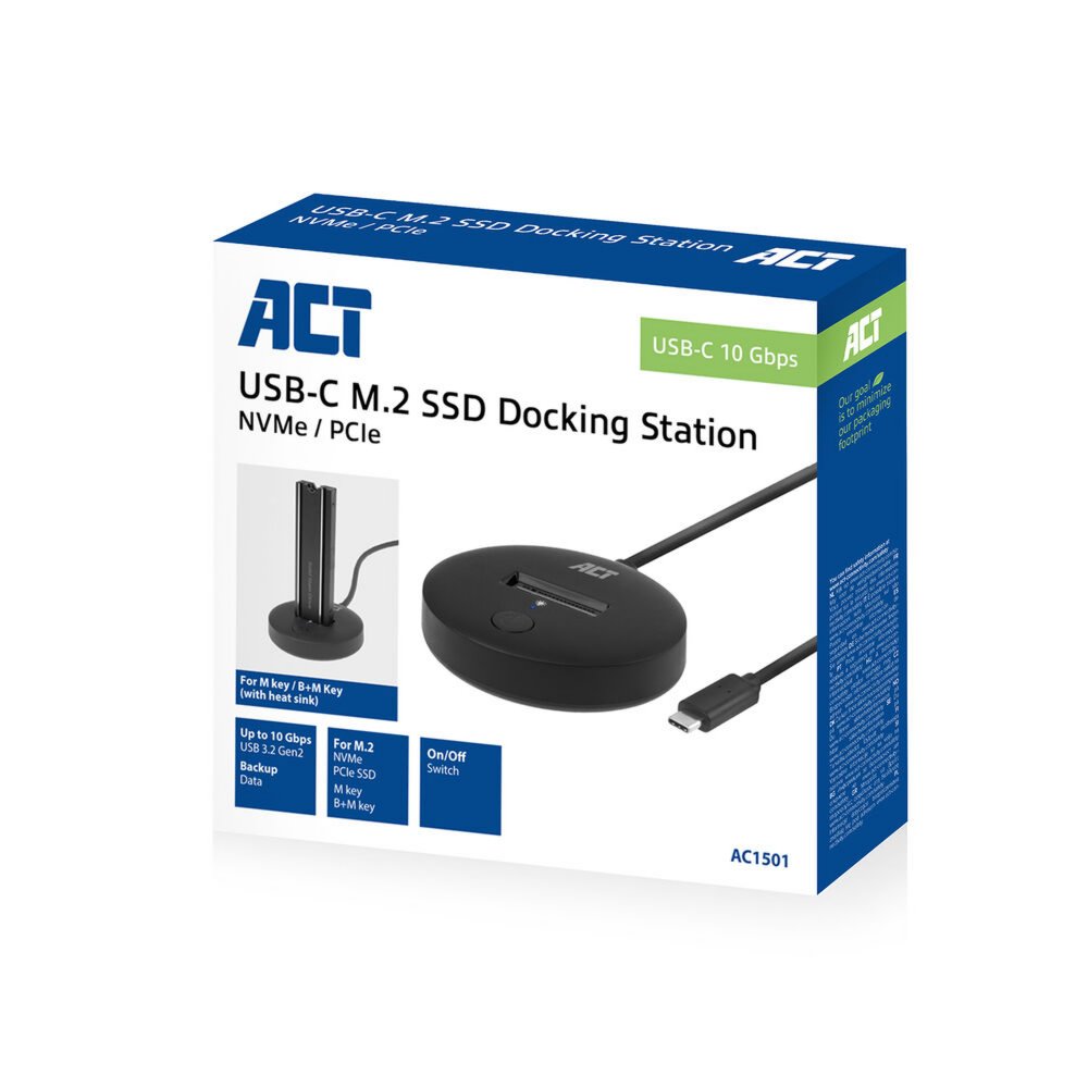 ACT AC1501 | M.2 NVMe/PCIe SSD Docking Station | USB-C 3.2 Gen2 (10 Gbps) 3 ACT AC1501 | M.2 NVMe/PCIe SSD Docking Station | USB-C 3.2 Gen2 (10 Gbps) - Afbeelding 3