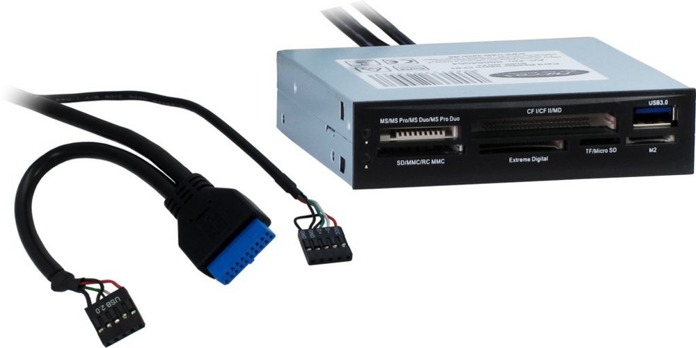 Inter-Tech CI-01 | Interne geheugenkaartlezer | USB 3.2 Gen 1 (5 Gbps) | 3.5" bay | Ondersteunt CF, SD, microSD, MS, xD | Zwart 3 microSD