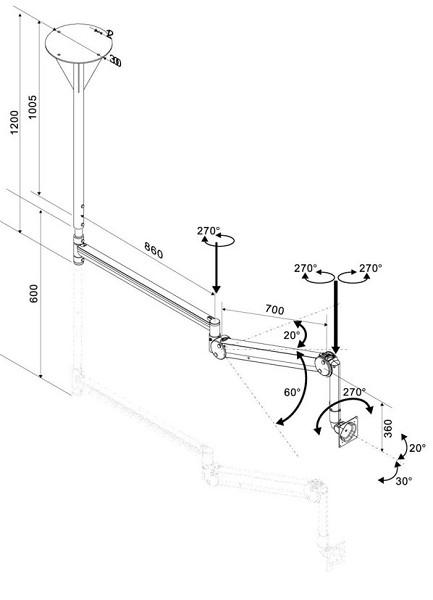 Neomounts FPMA-C100 LCD plafondsteun 3 Neomounts FPMA-C100 LCD plafondsteun - Afbeelding 3