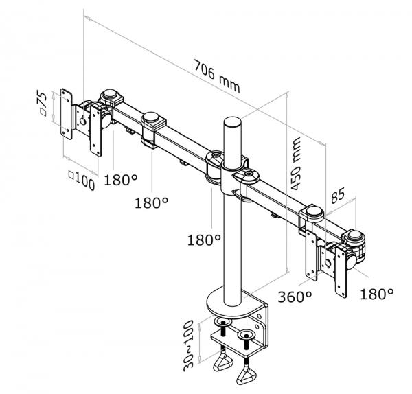 Neomounts FPMA-D960D LCD bureausteun, 10-21", 18 kg, 75x75/ 100x100 mm, 10cm, Zwart 3 Neomounts FPMA-D960D LCD bureausteun, 10-21", 18 kg, 75x75/ 100x100 mm, 10cm, Zwart - Afbeelding 3