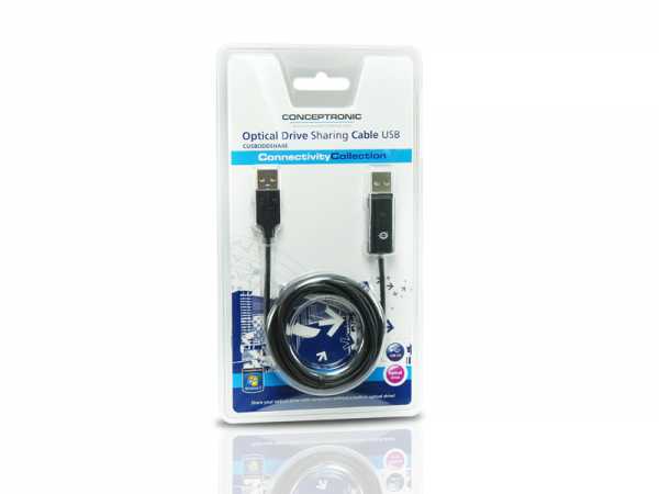 Conceptronic CUSBODDSHARE Optical Drive Sharing Cable USB, 1.8 m, Black, USB A, M/M 5 Conceptronic CUSBODDSHARE Optical Drive Sharing Cable USB, 1.8 m, Black, USB A, M/M - Afbeelding 5