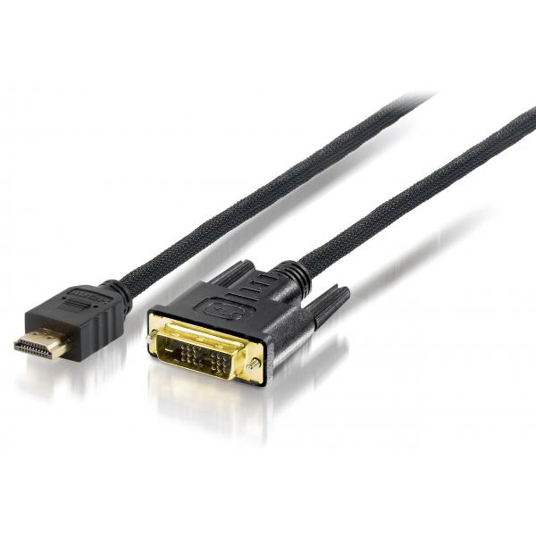 Equip 119322 HDMI to DVI-D Single Link Cable, 2 m, HDMI, DVI-D, M/M, Gold 1 Equip 119322 HDMI to DVI-D Single Link Cable, 2 m, HDMI, DVI-D, M/M, Gold