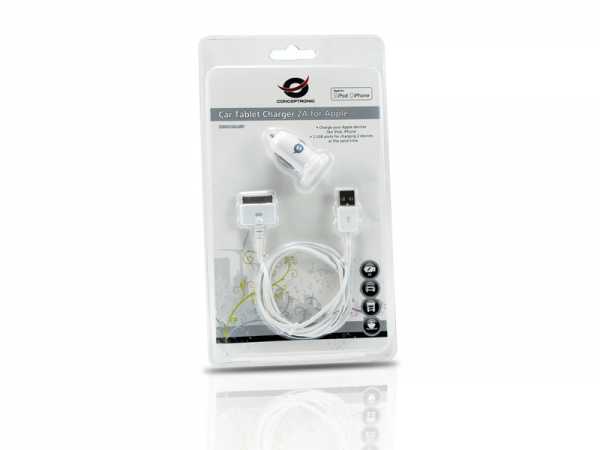 Conceptronic CUSBCAR2ASET Car Tablet Charger 2A for Apple, Cigar lighter, White 5 Conceptronic CUSBCAR2ASET Car Tablet Charger 2A for Apple, Cigar lighter, White - Afbeelding 5