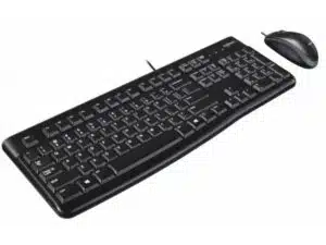 Logitech MK120 Keyb/Mouse desktop set [USB, Optical 1000 DPI, Scroll, Spill-free, Silent, Black]