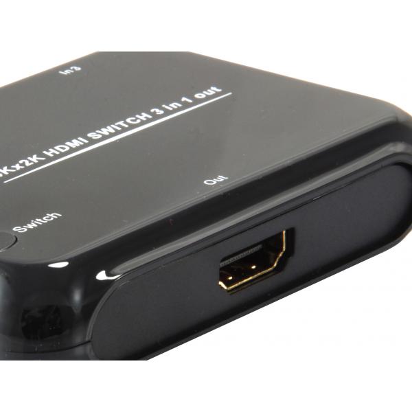 Equip 332721 HDMI 1.4 Switch 3x1, HDMI, Plastic, Black, IR, 7.1-CH, DTS-HD, Dolby TrueHD 3 Equip 332721 HDMI 1.4 Switch 3x1, HDMI, Plastic, Black, IR, 7.1-CH, DTS-HD, Dolby TrueHD - Afbeelding 3