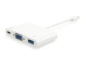 Equip 133462 USB Type C to VGA Female/USB A Female/PD Adapter, USB 3.2 Gen 1, White