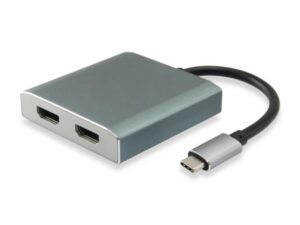 Equip 133464 USB Type C to 2x HDMI Female Adapter, 3.2 Gen 1, 4096 x 2160p