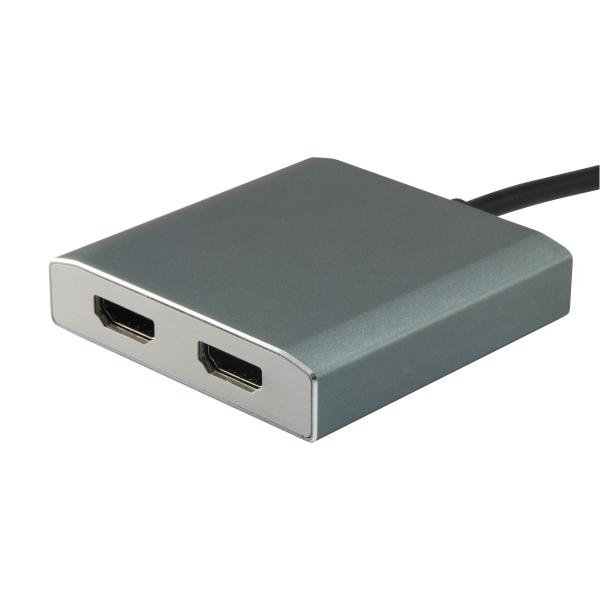 Equip 133464 USB Type C to 2x HDMI Female Adapter, 3.2 Gen 1, 4096 x 2160p 2 Equip 133464 USB Type C to 2x HDMI Female Adapter, 3.2 Gen 1, 4096 x 2160p - Afbeelding 2