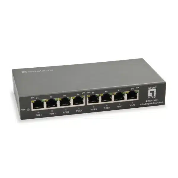 LevelOne GEP-0823 8-Port Gigabit PoE Switch, 802.3at/af PoE, 120W, Gigabit Ethernet, Full duplex 1 LevelOne GEP-0823 8-Port Gigabit PoE Switch, 802.3at/af PoE, 120W, Gigabit Ethernet, Full duplex