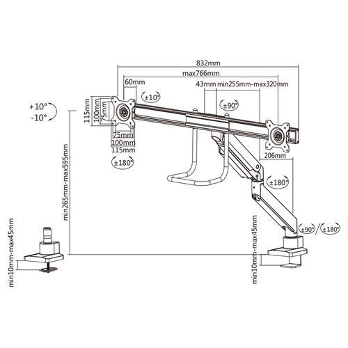 Neomounts NM-D775DXBLACK Flat screen desk mount TV Clamp, 8 kg, 10 - 32") 100x100 mm, Bla 4 Neomounts NM-D775DXBLACK Flat screen desk mount TV Clamp, 8 kg, 10 - 32") 100x100 mm, Bla - Afbeelding 4