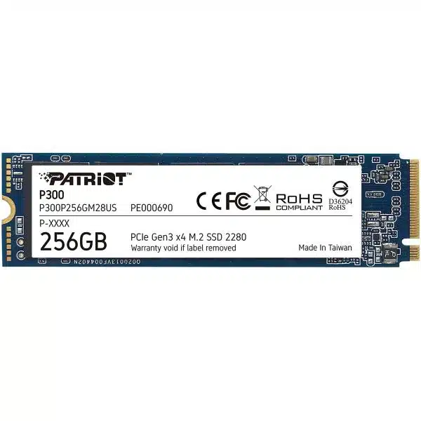 Patriot P300P256GM28 P300 SSD, 256GB, M.2 2280, PCIe NVMe Gen3 x 4, 1700/1100 MB"s, 290K IOPS, 2W 1 Patriot P300P256GM28 P300 SSD, 256GB, M.2 2280, PCIe NVMe Gen3 x 4, 1700/1100 MB"s, 290K IOPS, 2W